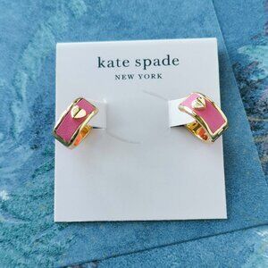 Kate Spade Heartful Gold Crushed Watermelon Huggie Earrings